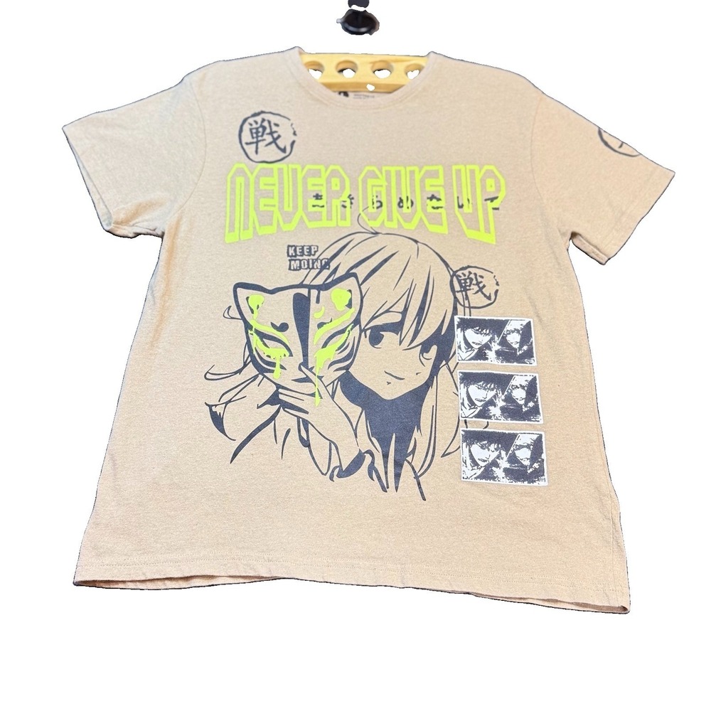 Seven Souls "Never Give UP "Keep Moving Double Sided Anime Size Large T-Shirt